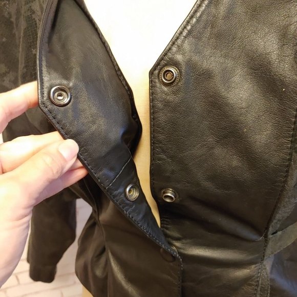 Vintage Chia Womens Leather Jacket Size M Medium Cropped Cinch Waist "Snakeskin" - Picture 8 of 12